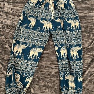 Elephant Print Blue Pants by Kathmandu one size fits S-L